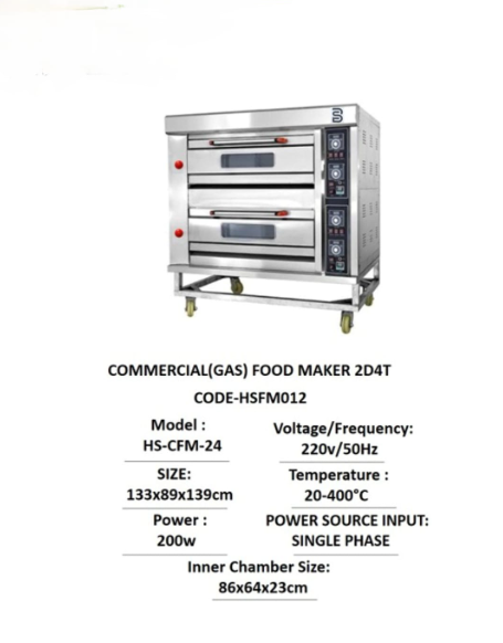 Gas 2 deck 4 tray deck oven