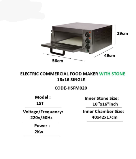 Electric stone pizza oven 16*16 inches
