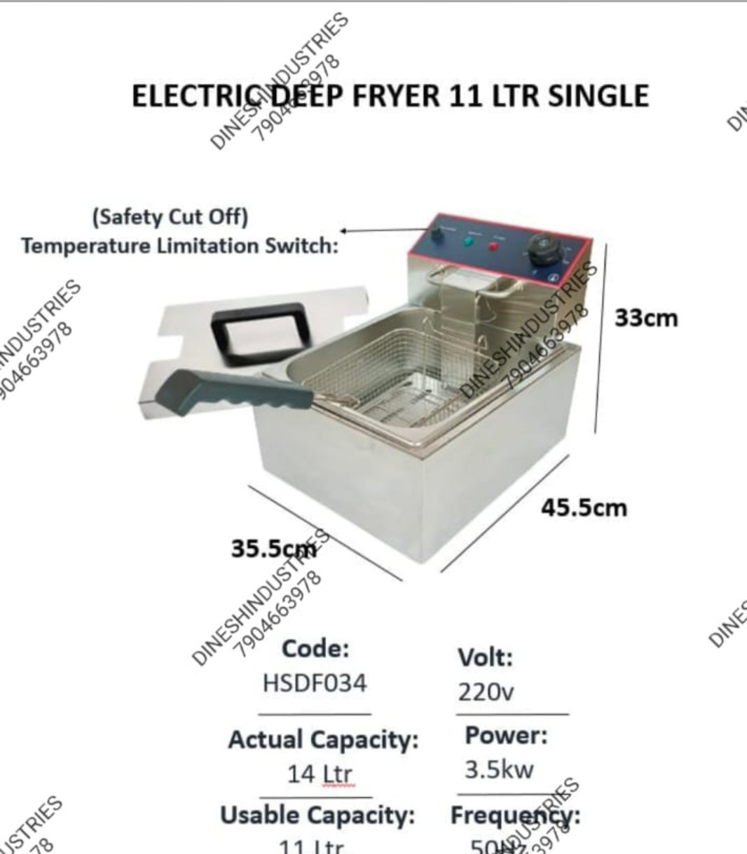 11 Ltr Electric Chicken Deep Fryer 8 Inch Depth