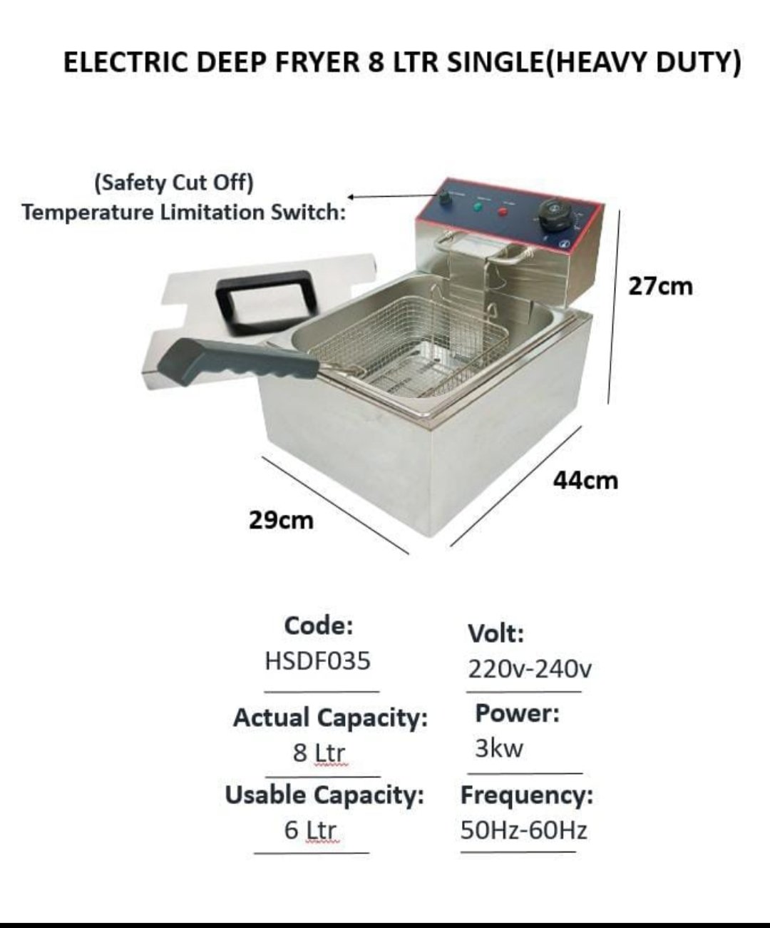 6 Ltr Electric Heavy Duty Deep Fryer
