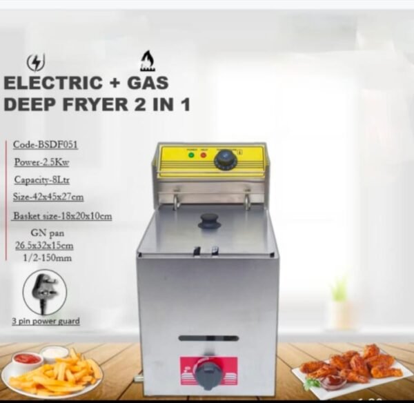 8 ltr 2 in1 Electric And Gas Deep Fryer