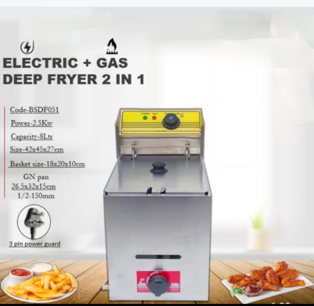 8 ltr 2 in1 Electric And Gas Deep Fryer