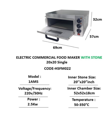 Electric 20*20 inches stone pizza oven