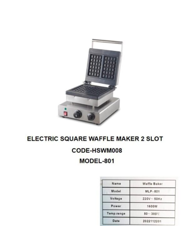Electric 2 slot square waffle