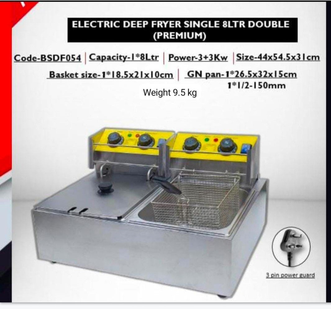(With Timer) 2 tank 6ltr+6ltr Electric Deep Fryer Premium