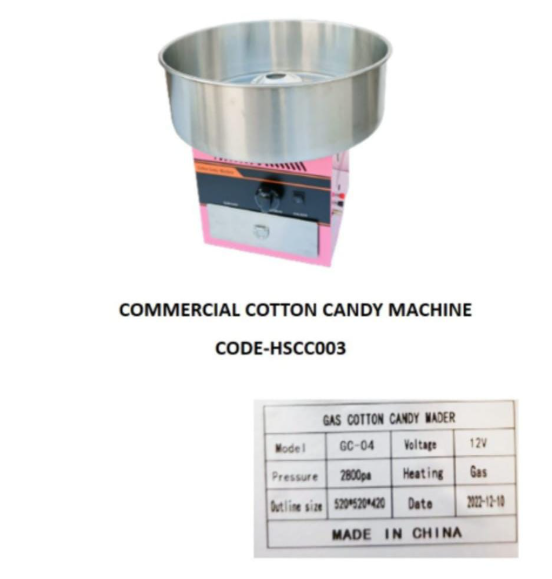 Gas cotton candy machine