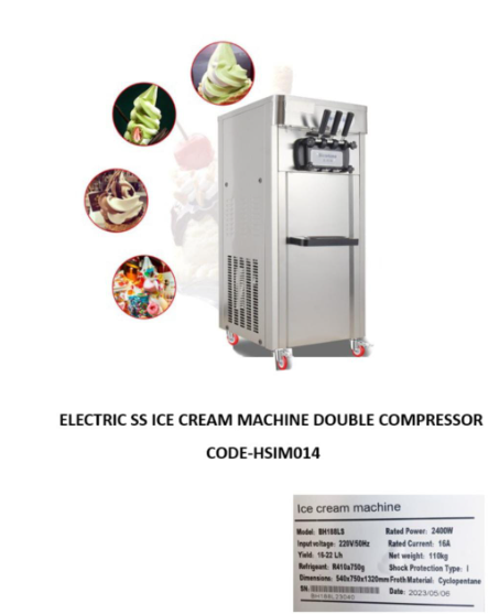2+1 softy ice cream machine double compressor