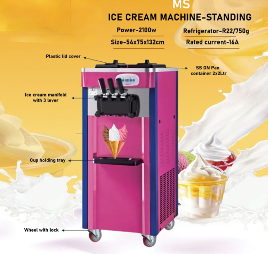 2+1standing model (m.s)softy Ice cream machine