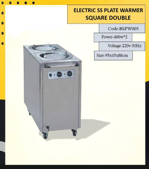 Electric SS plate warmer Square Double