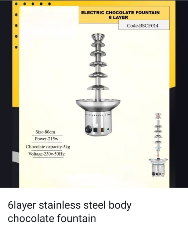 6layer stainless steel body chocolate fountain